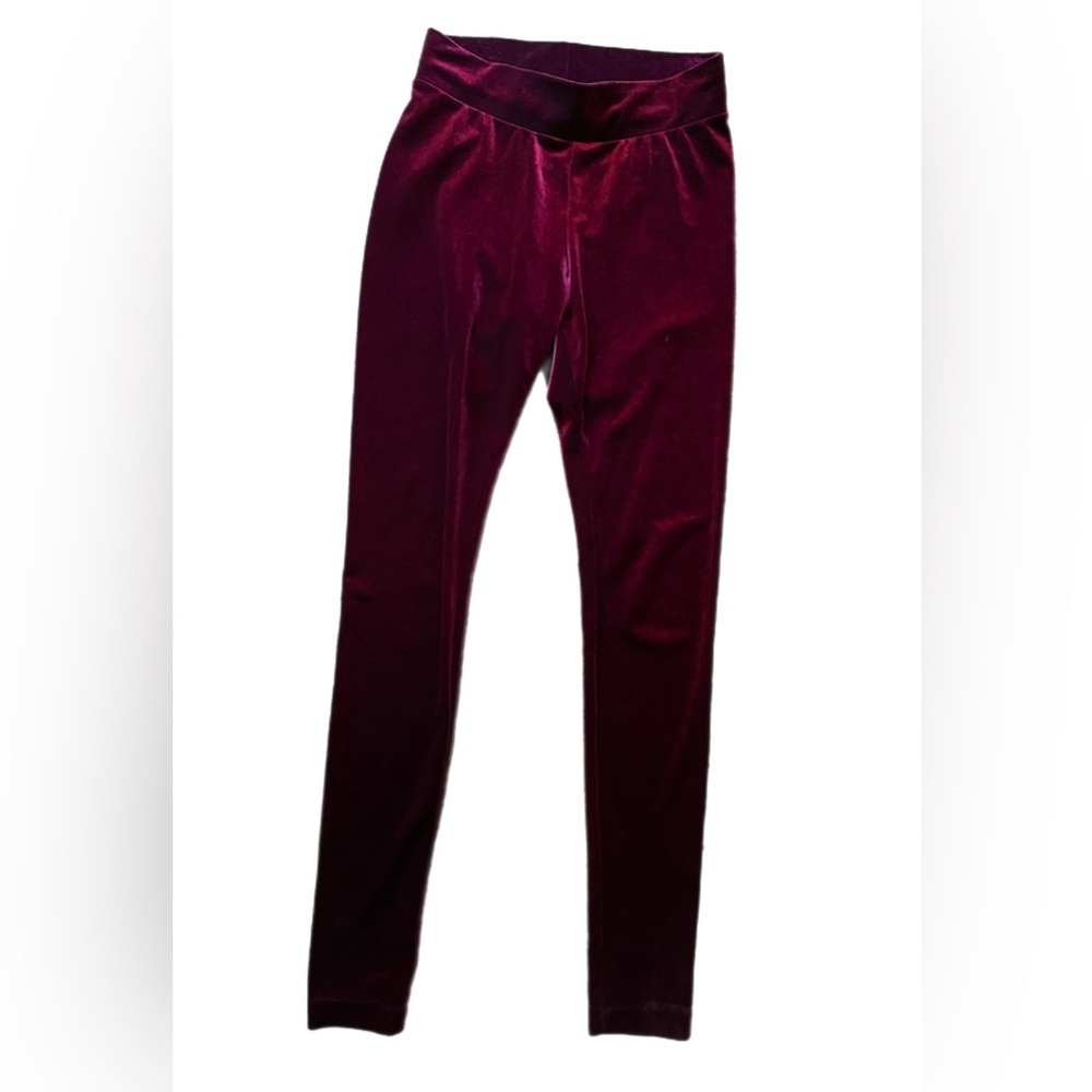 Old Navy High-Waisted Velvet Leggings Burgundy XS Stretchy Christmas Holiday